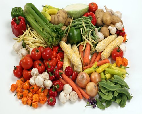 Various raw vegetables and healthy food ingredients