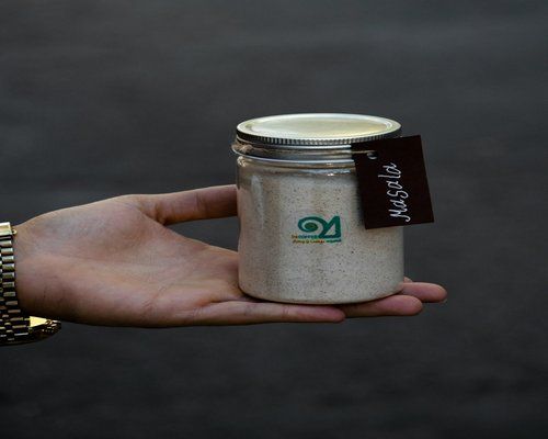 Oatmeal in a jar with spoon