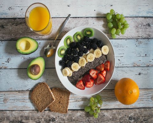 Chia seeds in wooden bowl